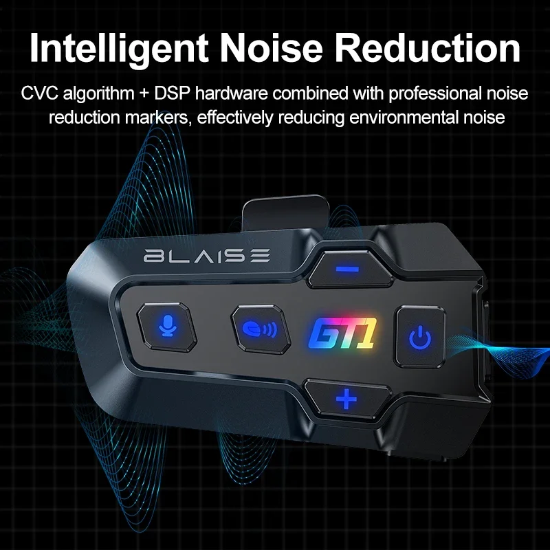 BLAISE GT1 Motorcycle Helmet Bluetooth Intercom IP65 Waterproof Intercom Distance 1000 Meters Multi-Scene Mixed Music Sharing