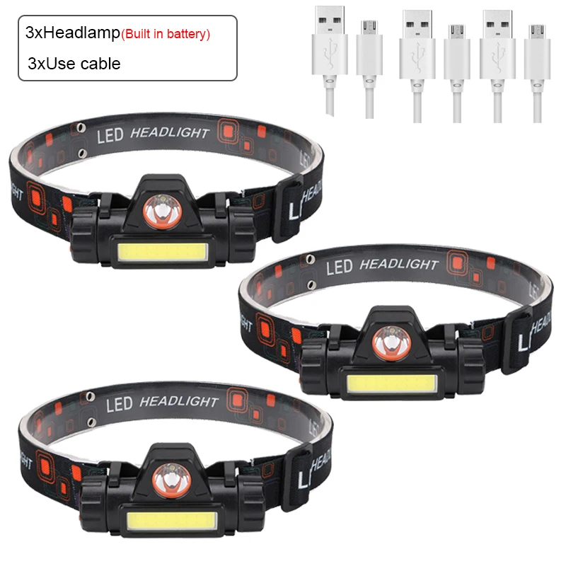 Bærbar mini kraftfuld led-pandelampe xpe+cob usb genopladelig jagtpandelampe vandtæt pandelampe med magnetisk hale: Grøn