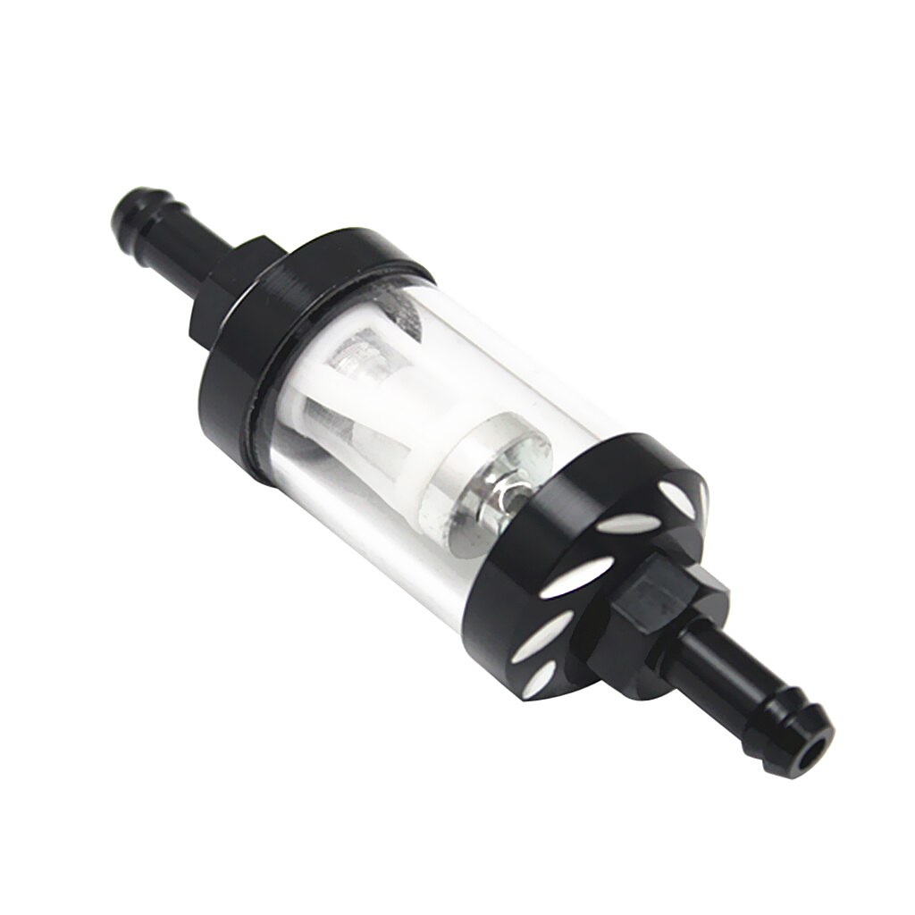 Filtro de combustible Universal para motocicleta en línea de gasolina vidrio negro 8mm 5/16 pulgadas lavable