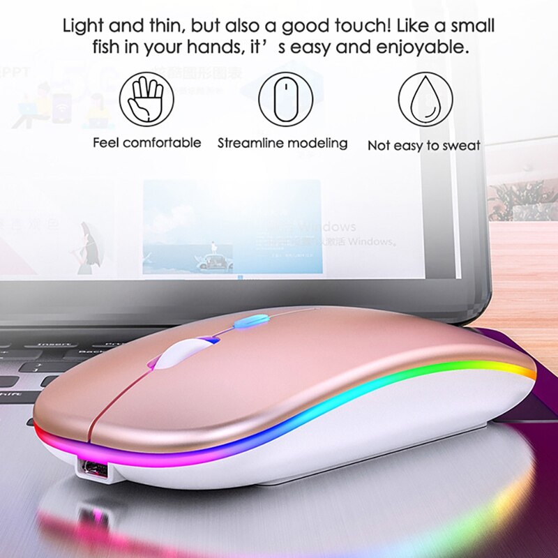 Silver Eagle A2 7-color backlit silent mouse for home office games silent rechargeable wireless mouse computer accessories