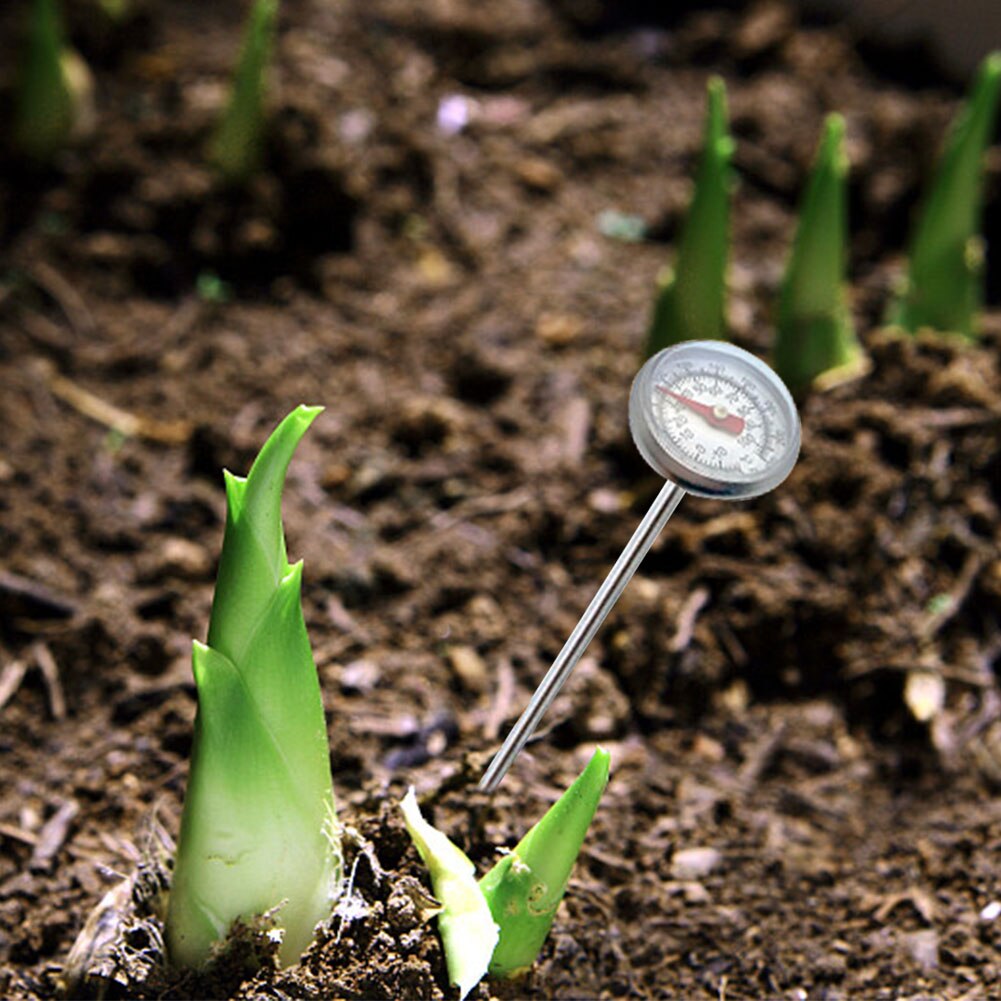 127mm Stainless Steel Soil Thermometer Celsius Measure Garden Dial Display -10-100Degrees Celsius For Ground Compost Garden Soil