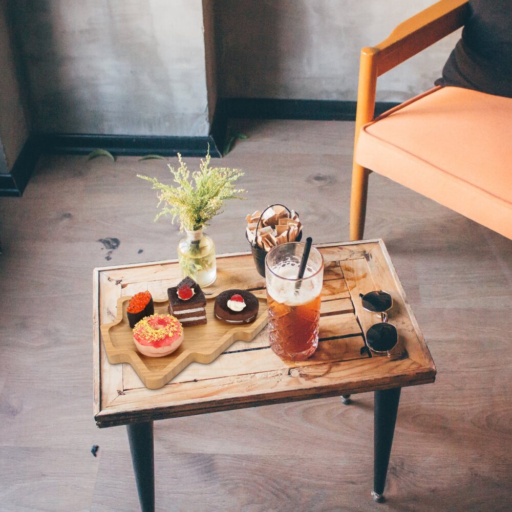 1 Pc Christmas Service Plate Cartoon Home Dish Bamboo Salad Plate (Wood Color)