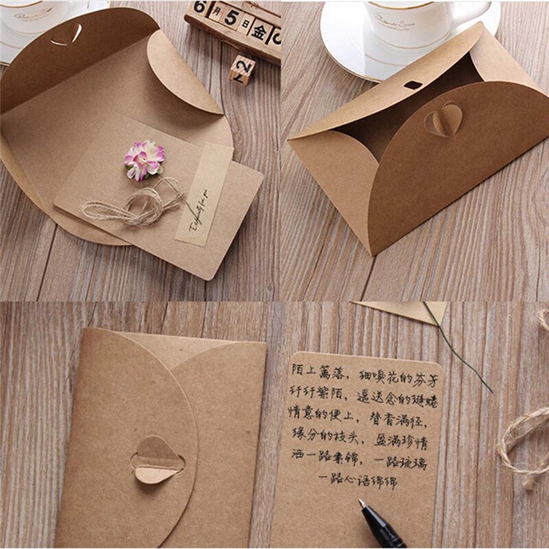 Diy-wenskaart van gedroogde bloemen van kraftpapier (materiaalpakket) met envelop, handgemaakte enveloppen voor feestuitnodigingen: Default Title