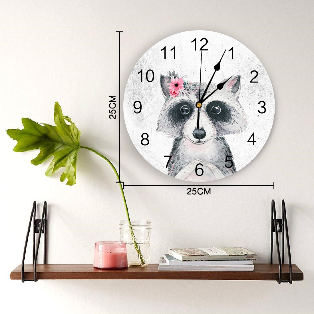 Ratons laveurs beaux ratons laveurs animaux PVC horloge murale salon chambre mur horloge numérique maison Decore horloge murale moderne
