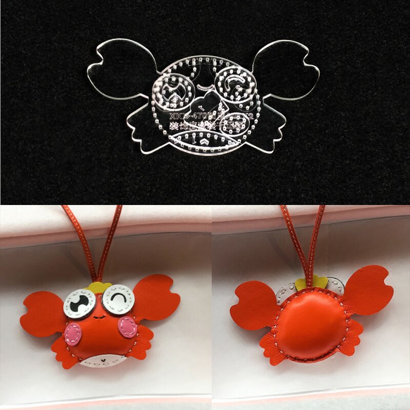 Acrylic Stencil Leather Handmade Craft Key Ring Parts Crab Sewing Pattern Template Sewing Accessories with Holes 13x7.5x0.5cm