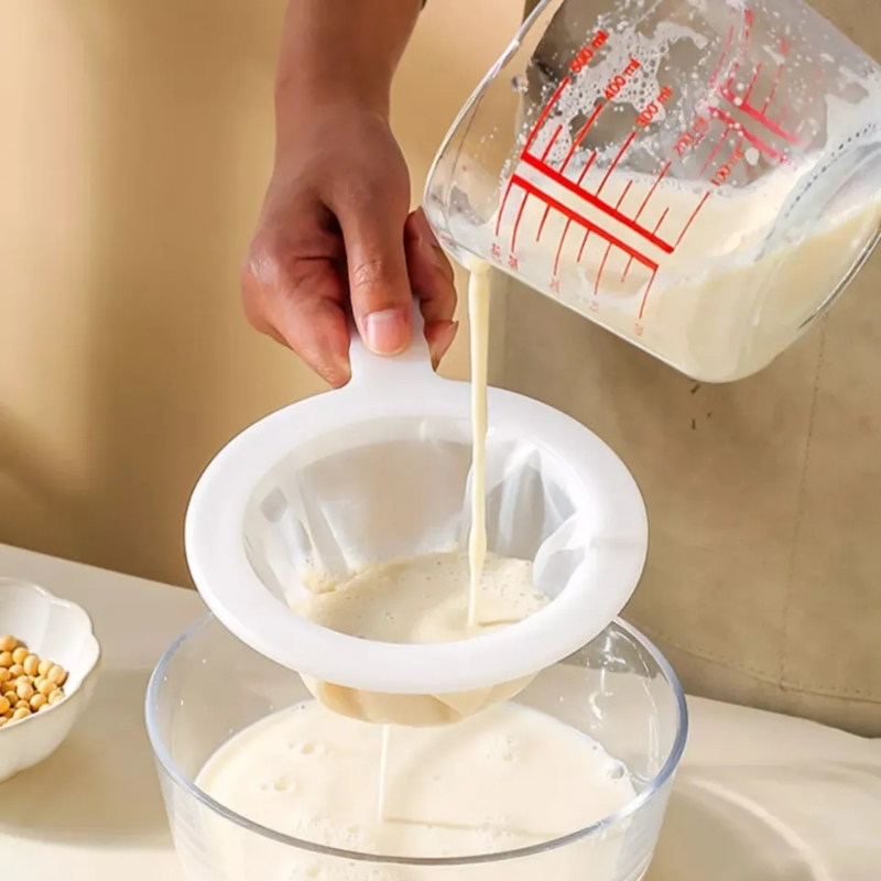 Colador de malla de nailon para cocina, alimentos y yogur, colador de malla de plástico con asa para filtrar jugo, leche, café de soja, miel
