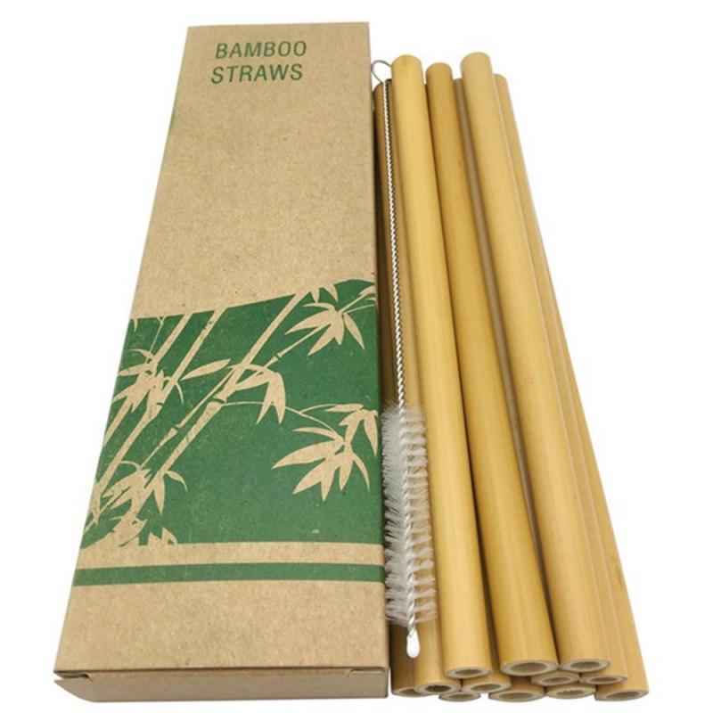 10 Stks/set Natuurlijke Bamboe Rietjes Herbruikbare Eco-vriendelijke Unieke Stro Drinkware Supply Servies Bar Supply Keuken Accessoires