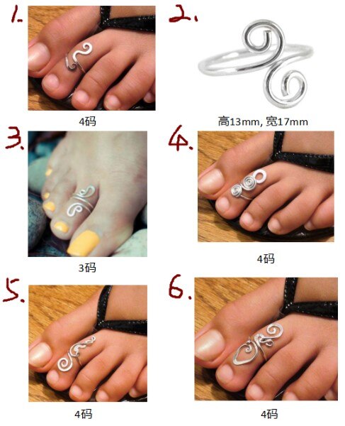 6 Zakken Van Gemengde Zilveren Voet Ringen Overdreven Handgemaakte Vrouwelijke Voeten Sieraden