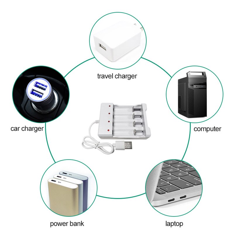 Adaptador de carregador de bateria pujimax, adaptador universal de 4 ranhuras para carregamento de bateria aa/aaa