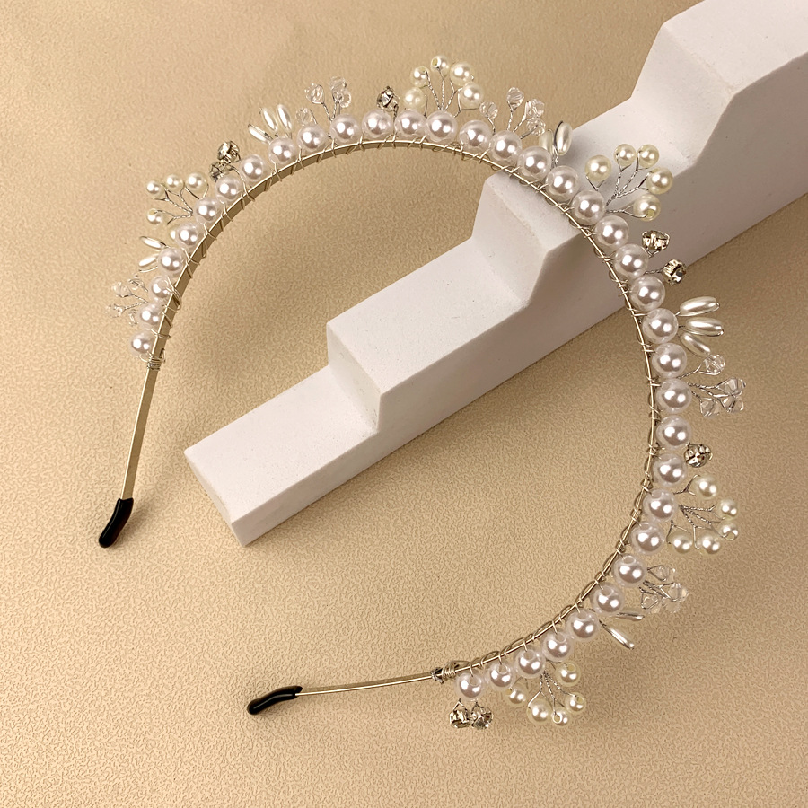 Bloem Prinses Hoofddeksel Strass Diamant Hoofdband Parel Voor Meisje Vrouwen Bruids Haarband Bruiloft Haaraccessoires: YELLOW