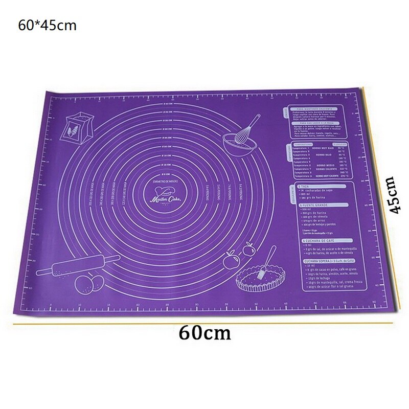 Kneading Dough Mat Silicone Baking Mat Pizza Dough Mat Maker Pastry Kitchen Cooking Gadgets Bakeware Kneading Pad Accessories: 45x60cm purple