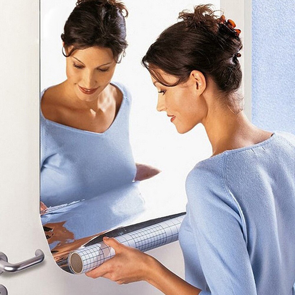 Rectangle Self Adhesive Mirror Wall Sticker Adhesive Mirror Sticker Tiles Mirror Adhesive Paper Waterproof Mirror Foil