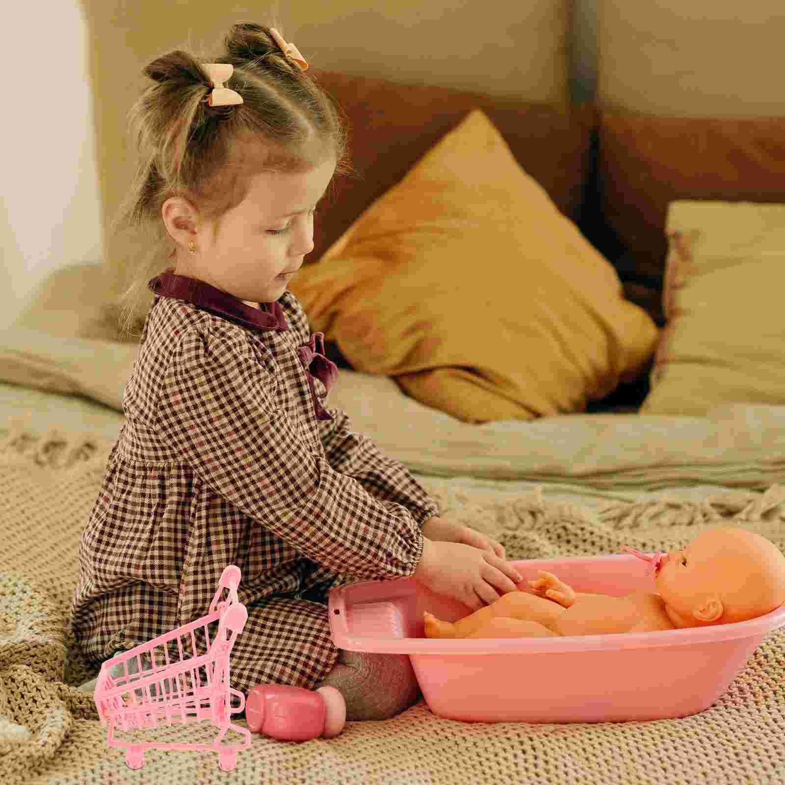 3 szt. mini koszyk dekoracyjny koszyk rekwizyty mini wózki na kółkach