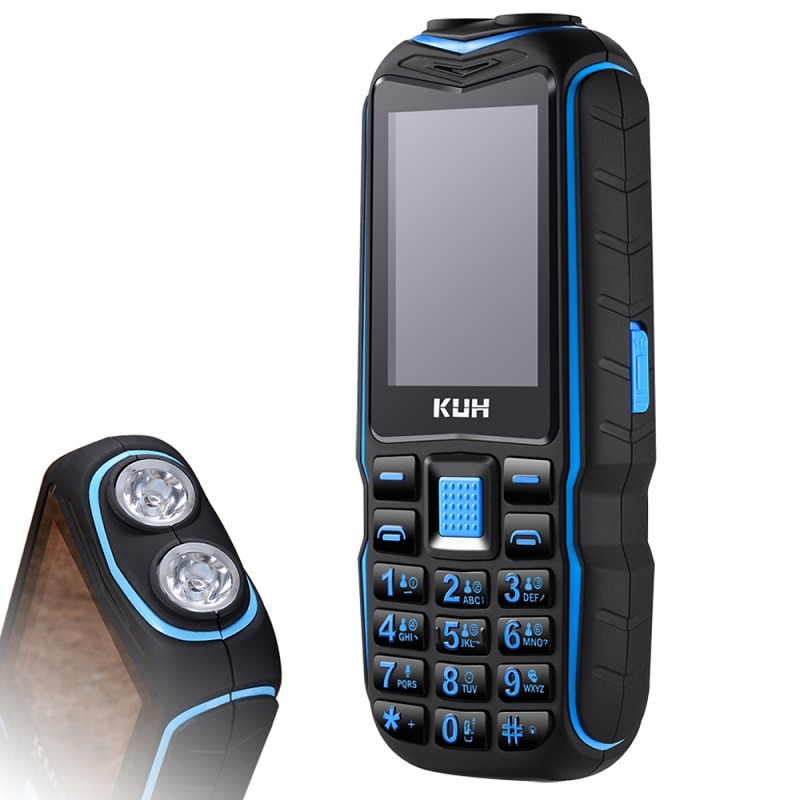 Robuuste mobiele telefoon kuh  t3 lange standby powerbank trilfunctie bluetooth dubbele zaklamp schokbestendig dubbele simkaart luidspreker