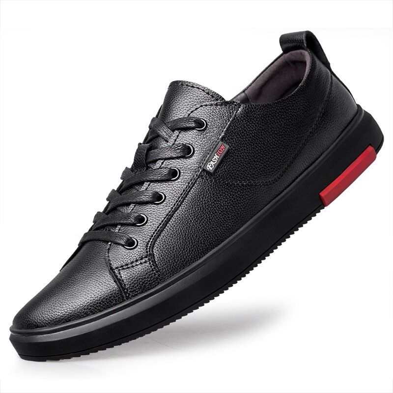 Herre sko udendørs mænd walking sneakers sorte mænd fritidssko mænd læder sko til mænd lejligheder: 44