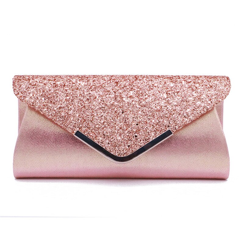 Women's Glitter Shimmer Envelope Ladies Sequins Evening Party Prom Smart Jane Clutch Bag Handbag: Pink