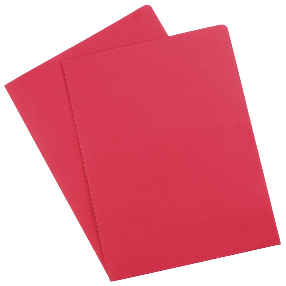 12Pcs A4 2Pockets Kraft Paper File Folder Brown Holder Document Folder Office Project File Presentation Folder (Red)