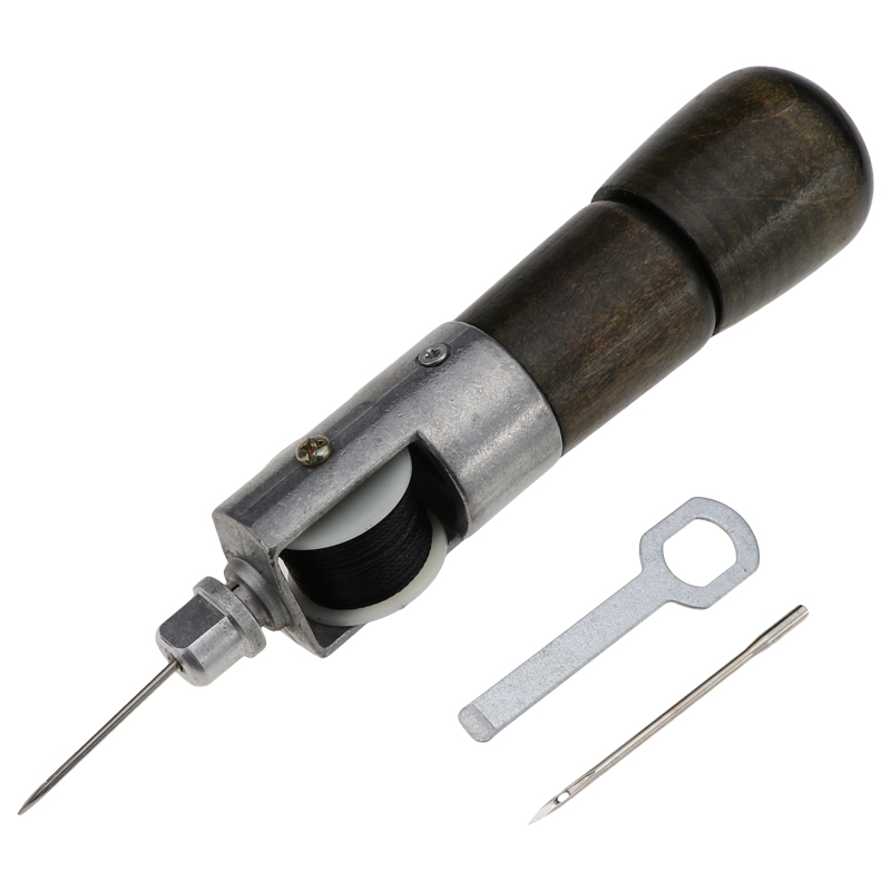 Kit de aguja de hilo de coser para punto de cruz de cuero, punzón de costura de cuero con hilo