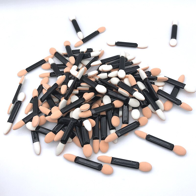 100 st/förpackning engångsögonskuggsborste dubbelsidig nylonsvamp set & kit ögonskuggsborstar makeup kosmetika applikator: Default Title