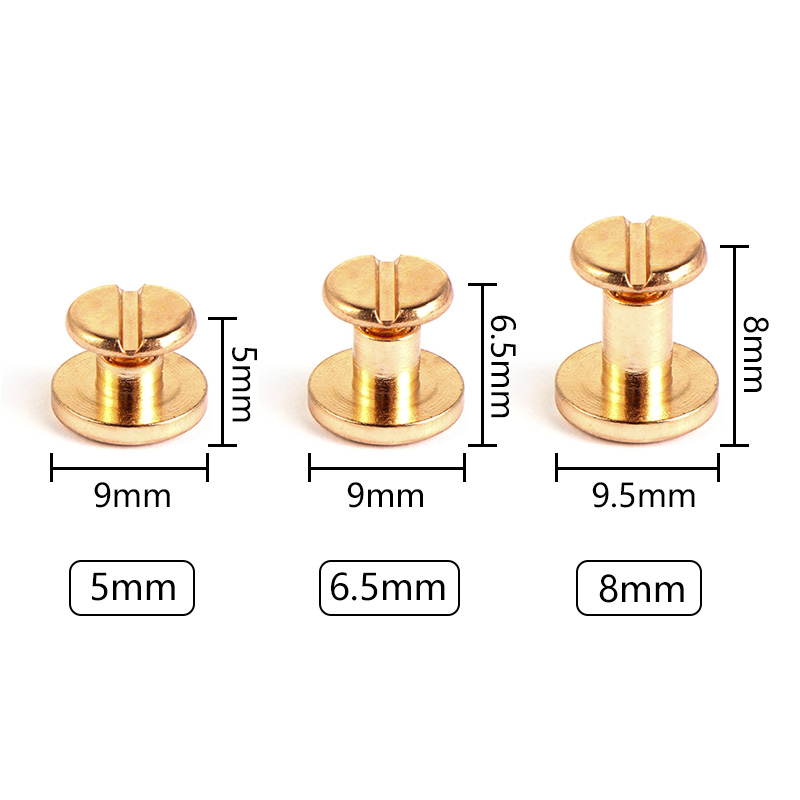 10 sarjaa kiinteä ruuvi naula niitti kaksinkertainen litteä päävyö/hihna niitit matkatavarat nahka metalli askartelu kupari 5mm/6.5mm/8mm vaate niitti