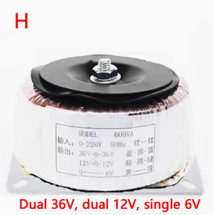 600W Audio Isolatie Toroïdale Transformator Voeding 220V Tot 26V 12V Dual 36V 18V High Power Puur Koperen Ring Runderversterker: green