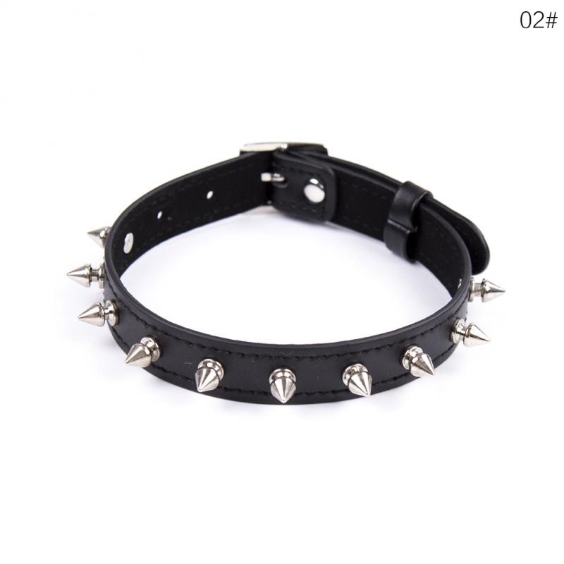 Nero Punk Del Choker Gotico di Cuoio Della Collana Del Choker Delle Donne Del Collare Del Ribattino Spike Chocker Geometrica Bead pendente Dei Monili