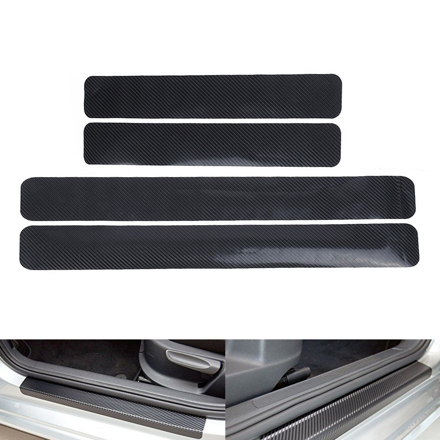 Trim Door Sill Stickers Accessories Replacement Threshold Carbon Fiber