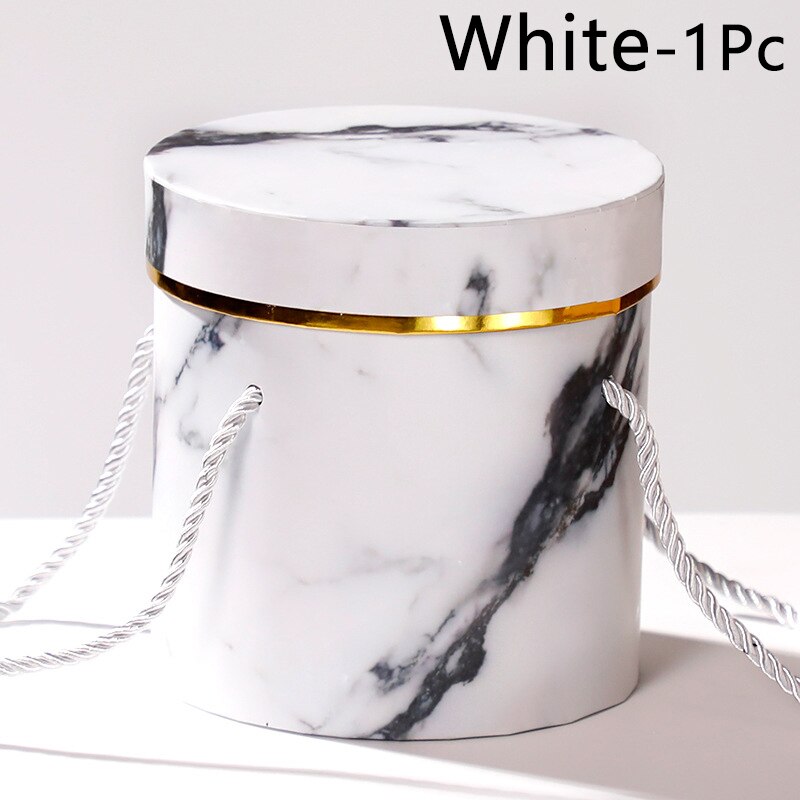Ronde Bloemen Dozen Bloem Verpakking Papieren Zak Cadeau Opbergdoos Bloemist Boeket Bloem Verpakking Doos Met Deksel Wedding Party: White