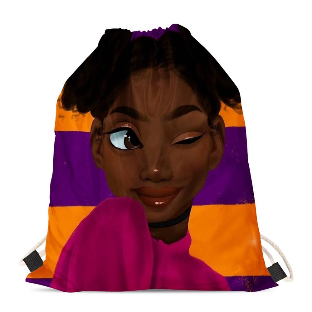 Hycool sporttas voor meisjes ananas afrikaans zwart meisjespatroon dames trekkoordtassen kinderen mini rugzak strand koordtasje: Hbc 191200 z 3