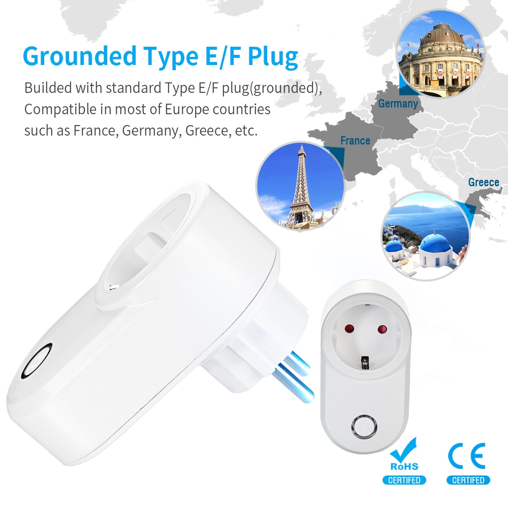 433 Mhz Wireless Remote Control Switch EU FR Socket AC220V Smart Switch Universial Plug15A Electrical Outlets Adapters For Light