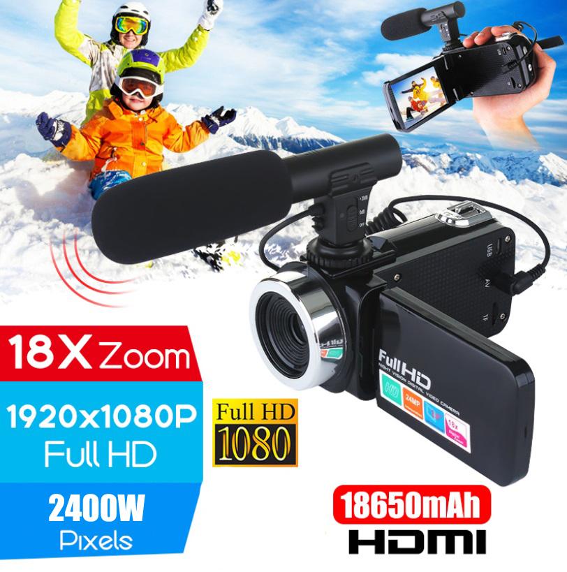 1080P HD Camcorder Video Camera 3.0 Inch LCD Camera 18x Digital Zoom Camera with Microphone: Green