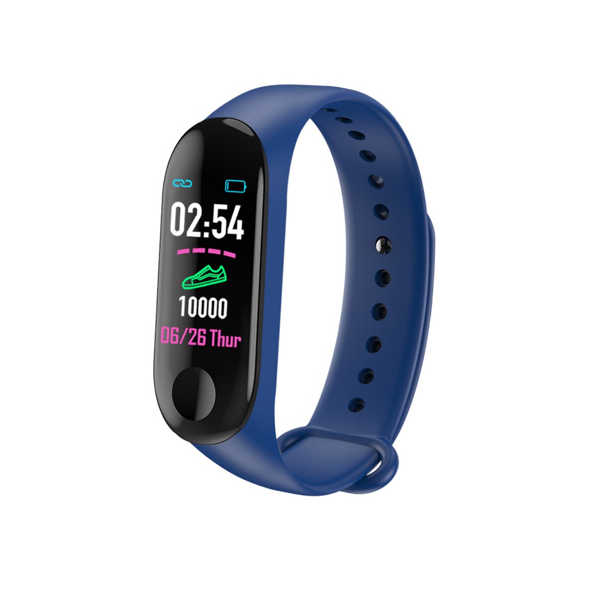 M3- bånds smart braelet blodtryksmåler hjertefrekvens fitness tracker smart ur trin vandtæt løbende gå skridttællere: Blå