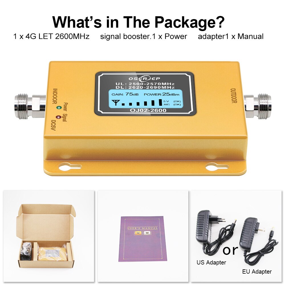 LTE 2600Mhz Signal Repeater LTE 4G Booster Repeater Cellular Mobile Signal Booster LTE 2600 Cellular Amplifier Repeater Band 7