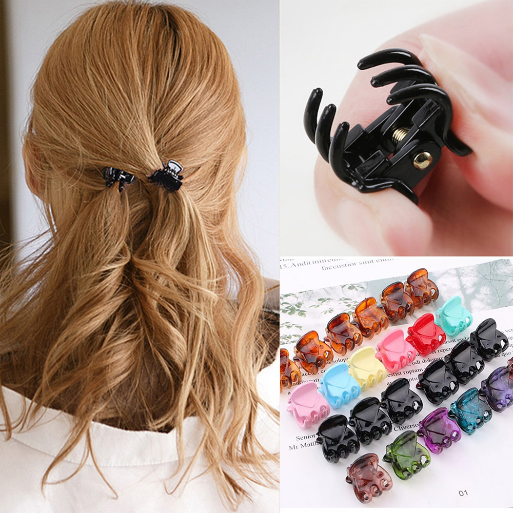 Pinzas en forma de garra para el pelo pequeñas de 1,5 cm para mujeres y niñas, Mini Clips coreanos de plástico transparente negro, horquilla, accesorios para peinados para niños
