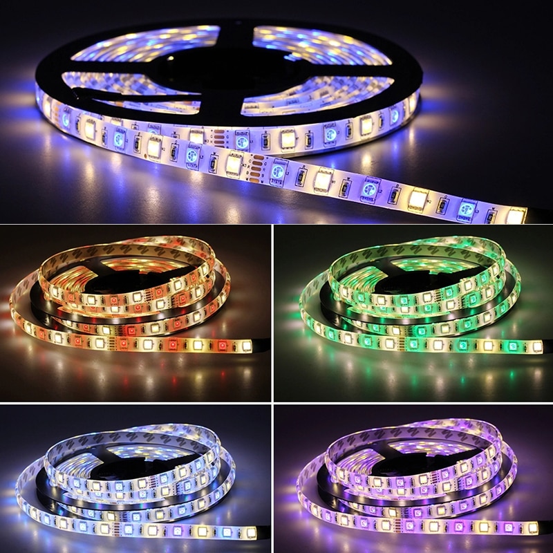Good 12V 5 meter 300pcs LEDs 60leds/meter SMD5050 Flexible Led Strip White Warm White Blue Green Red Yellow RGB cuttable strips