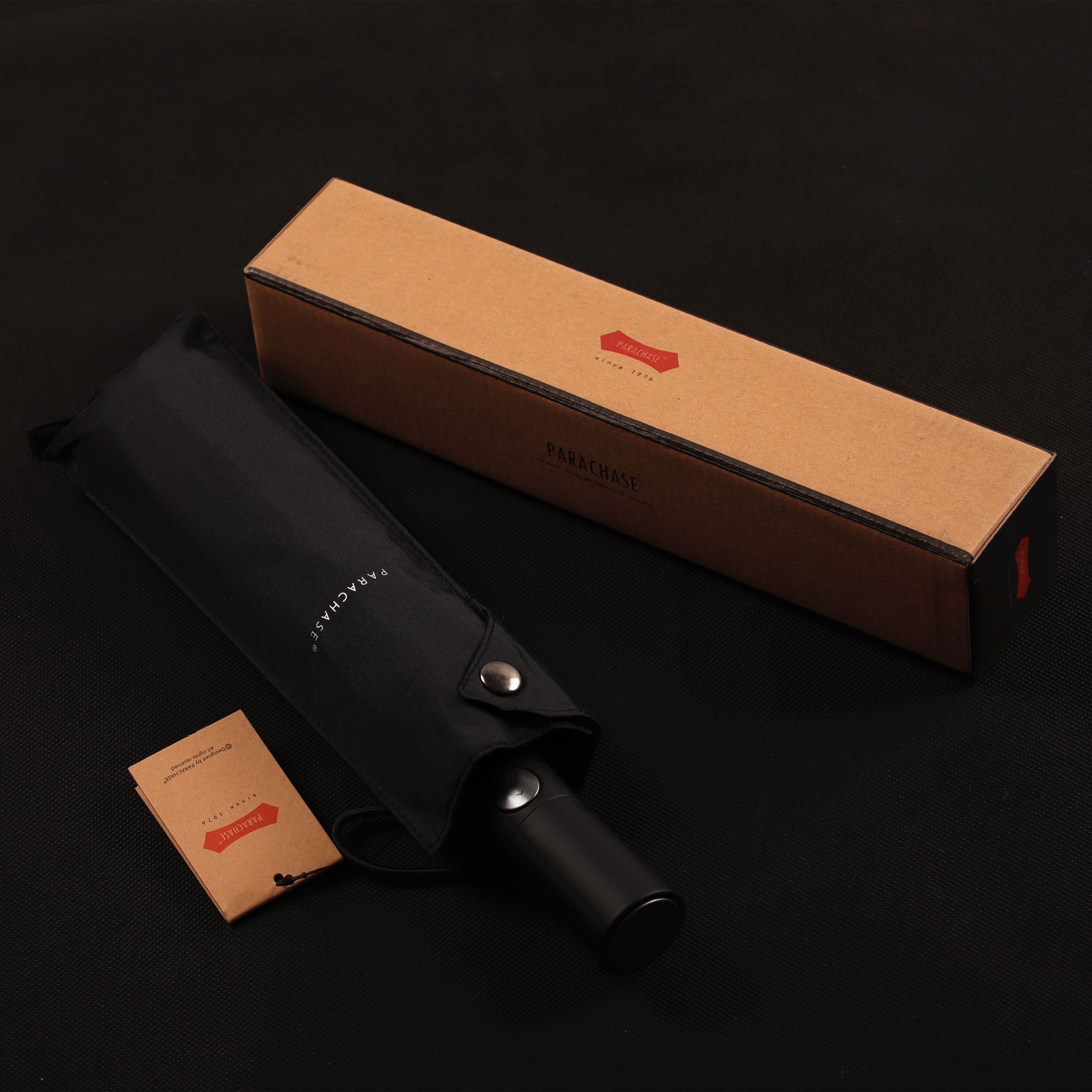 Paracaise-paraguas plegable para hombre, tela Pongee resistente a la lluvia, 102cm, banda Color puro, 3 de negocios: Negro
