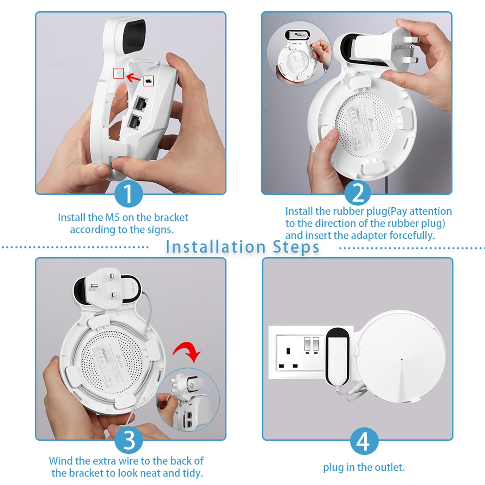 Veggfeste for tp-link deco  m5 hele hjemmet mesh wifi-system solid brakett holder plassbesparende tp-link ruter holder plugg