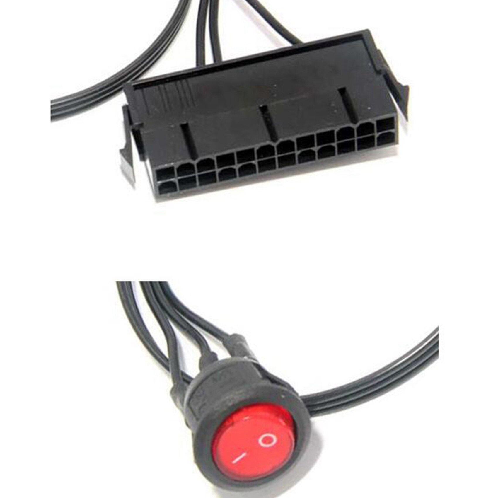 2pcs 50cm Cable Copper Tin Wire 24-Pin Female ATX PSU PC Power Supply Starter Tester Start Up Jumper with ON/OFF Switch