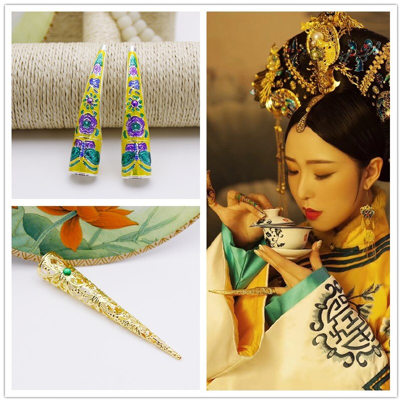 8cm princess nail wrap chinese ancient finger wear for empress queen cosplay accessories qing daynasty hand wear