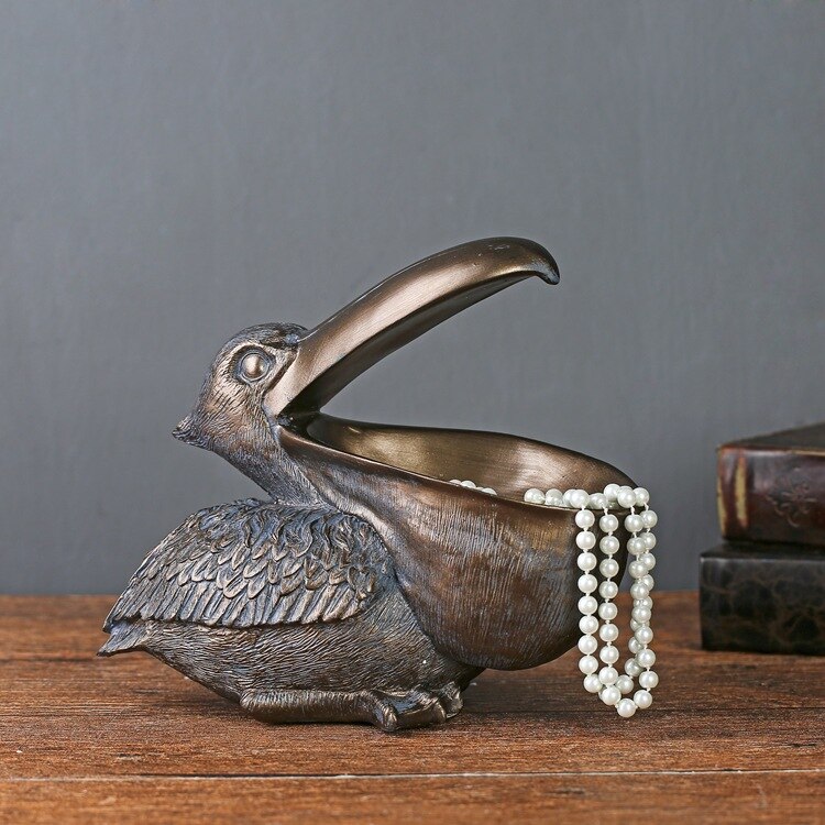 Nordic Toekan Ornament Decoratie Sieraden Sleutel Opslag Hars Grote Vogel Ambachten Decoratie Woonkamer Entree Kantoor Tafel standbeeld: copper