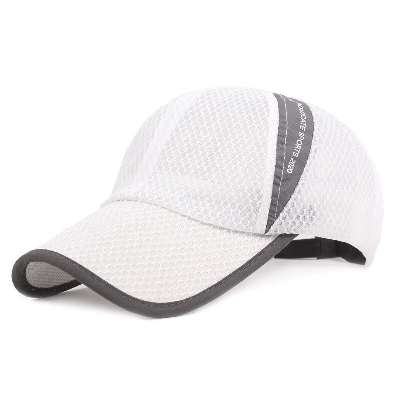 Sommar solskyddsmedel basebollkeps andas mesh hatt para hombre män keps sport hattar kvinna motorhuv snabbtorkande platt topp kepsar unisex: Vit