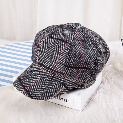 Dam basker mössa höst & vinter hatt för kvinnor bomull vintage enfärgade mjuk mössa hatt dam klassiska basker: 3