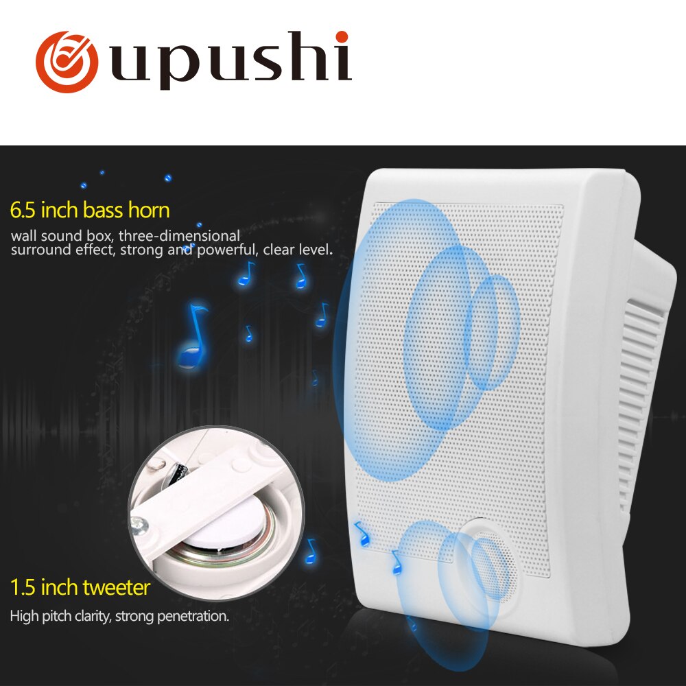 Oupushi KD-704 Muur Klankkast 6.5 Inch Bass Hoorn Omroepinstallatie Surround Effect Speaker