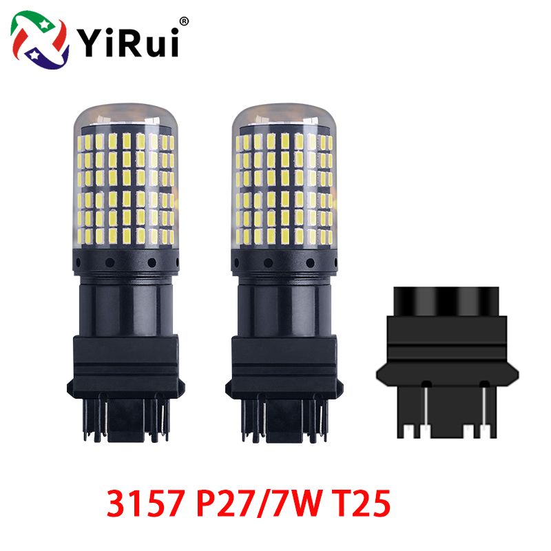 YiRui 2 uds 12-48V nuevas bombillas LED 144smd lámpara luz de señal de giro inverso BA15S P21W BAU15S PY21W 7440 W21W P21/5W 1157 BAY15D: Beige / Color blanco cálido