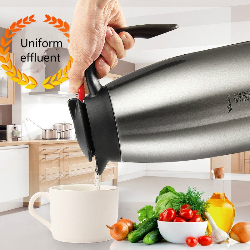 Recipiente de café aislado de 2000 ml, termos de acero inoxidable doméstico, botella de agua de 3 colores de 2L con jarra de agua