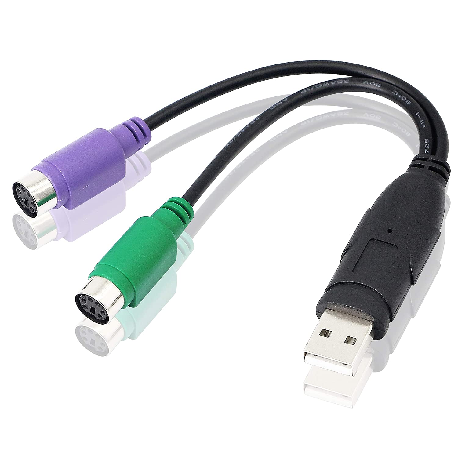 PS/2 to USB Cable PS2 Plug Active USB to Dual PS/2 Adapter Keyboard M-ouse Bar Code Scanner Converter Adapter