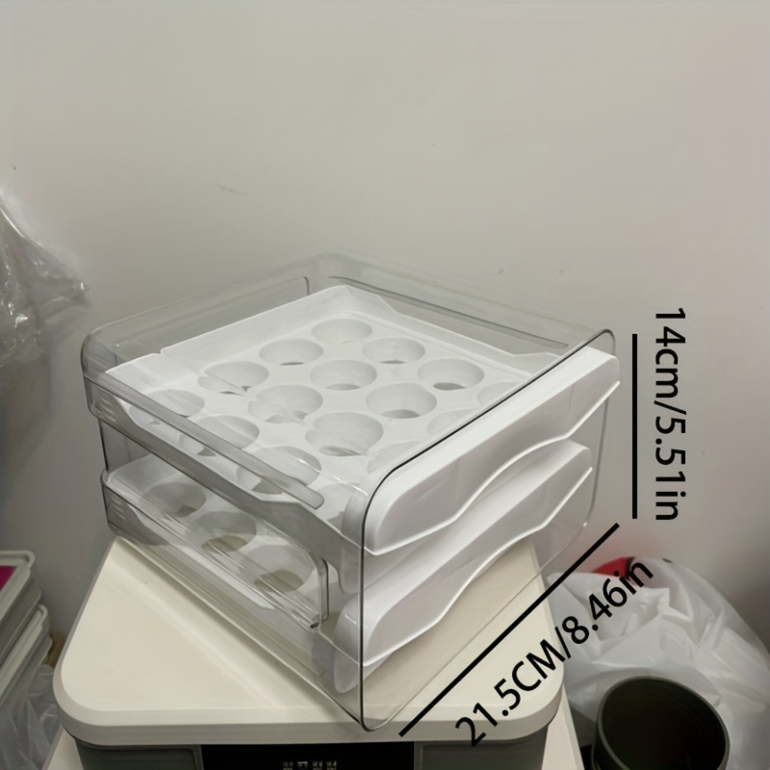 Caixas de armazenamento de ovos de camada dupla, 5.51x8.46 polegadas, PET durável à prova de choque, Organizador de cozinha mo