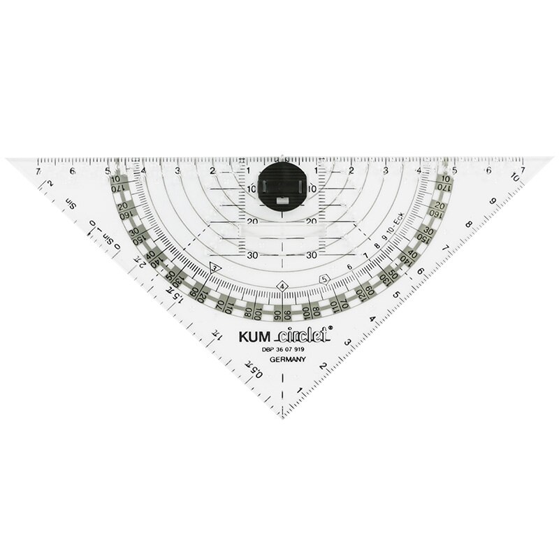 Germany Kumm 293c Compasses Ruler Protractor Set Square Four-in-One High Transparent Multi-Function Set Square: Transparent