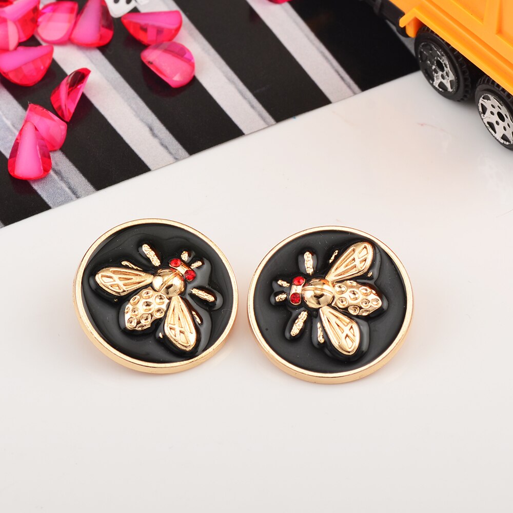 6 STKS Strass Decor Metalen Gouden Bee Knoppen Voor Kleding Jas Vest Trui Naai Handwerken KD871: 7# / Antiek Zilver