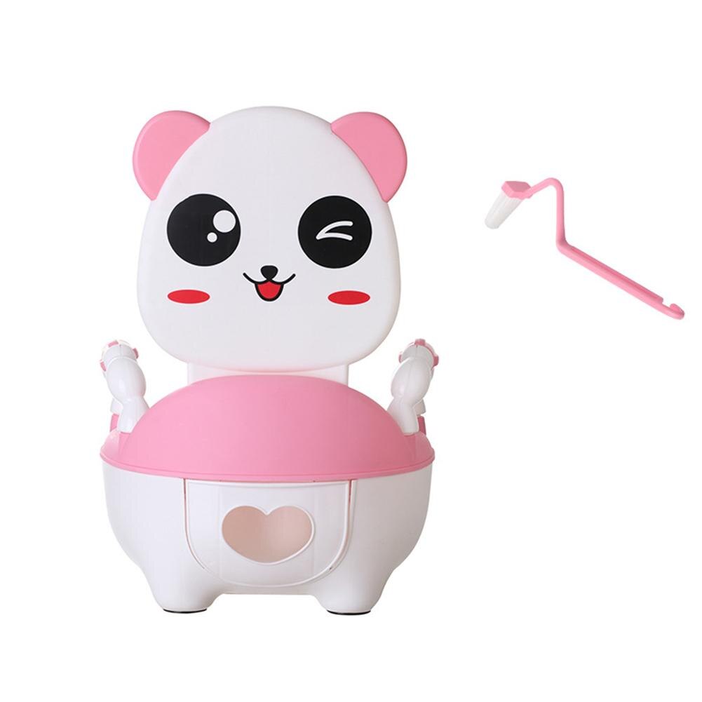 Bebis potträning toalett toalettsits barnkruka barn bäddpanna bärbar urinoar bekvämt ryggstöd tecknad pandaform kruka: Rosa